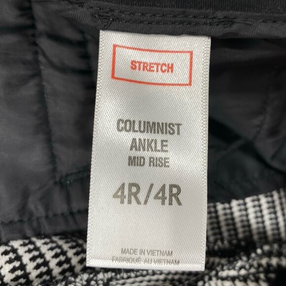 Express Columnist Ankle Pants Women size 4 Black Plaid Mid Rise Stretch - Picture 9 of 11